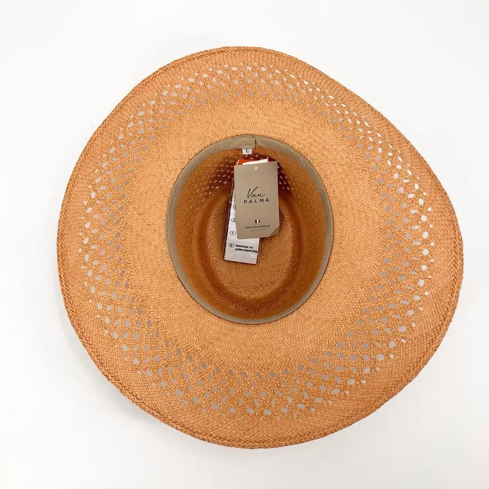BRAND NEW Van Palma Opale Junior Woven Toquilla Straw Large Brim Hat Size Large